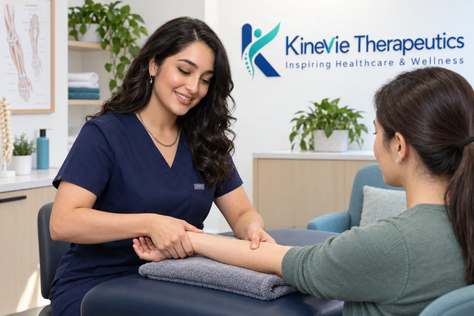 Salma providing registered massage therapy for forearm and wrist tension